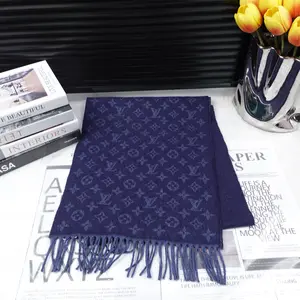 Pre-owned Louis Vuitton Blue Cashmere&Wool Scarf T20293458