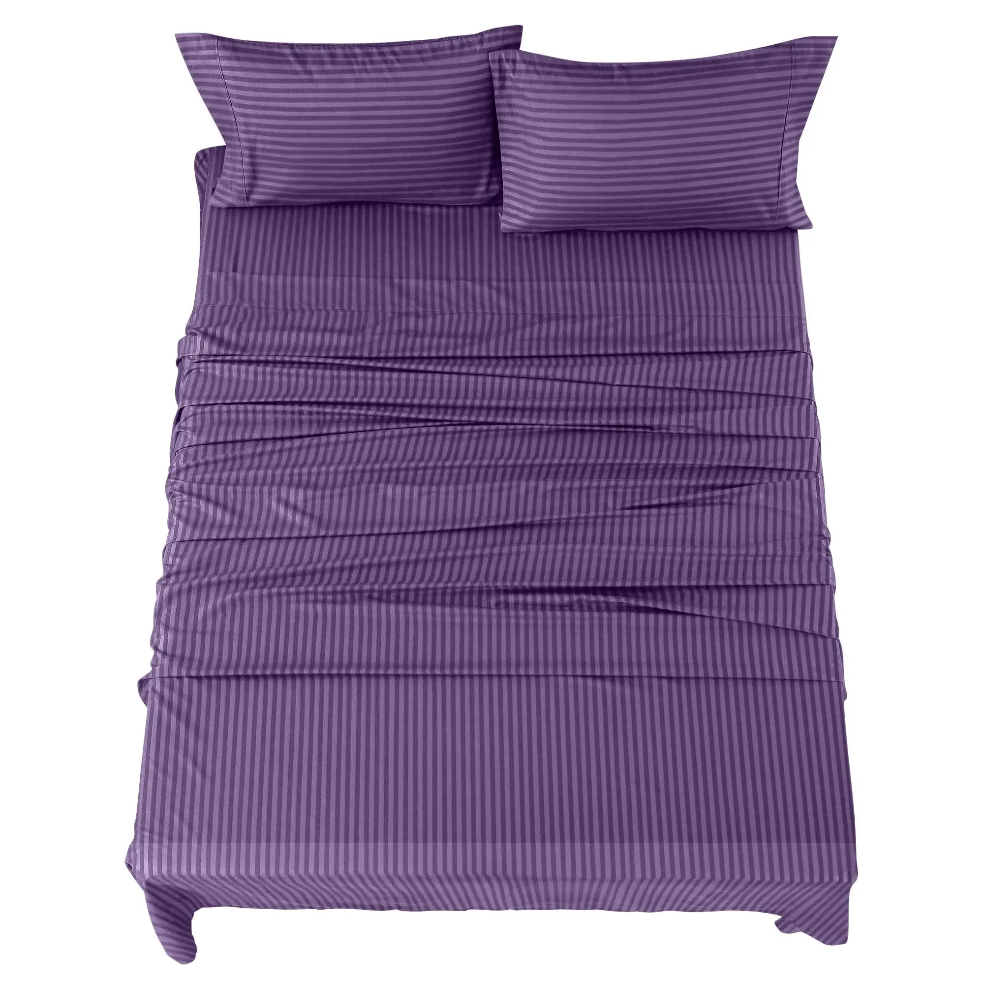 Lux Decor 4 Pc Stripe Pattern Sheet Set- Premium Quality Brushed Microfiber Upto 16" Deep Pocket Sheet & Pillowcases- Soft Fabric and Fade Resistant -