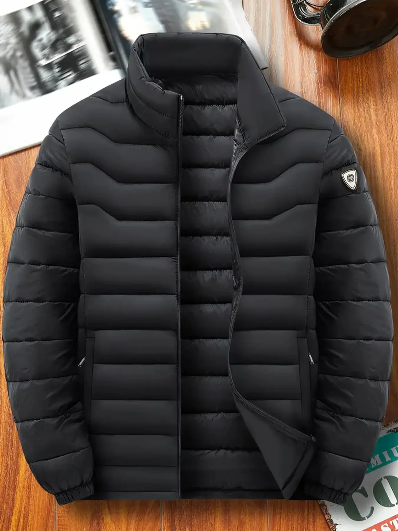 Men's Winter Casual Classic Plain Down Cotton Jacket, Youth Adult Fleece Lined Thick Warm Coat, Hooded Long Sleeve Outerwear for Cold Weather
