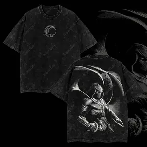 Superstyle Moon Knight Marc Spector "Midnight Guardian" Ver 02 MCU Edition Double Printed Oversize Lightweight Acid Washed Tee TV Series Graphic Design Top Cotton Streetwear Comic Superheroes T-Shirt Clothes Menswear Womenswear KOK FBP