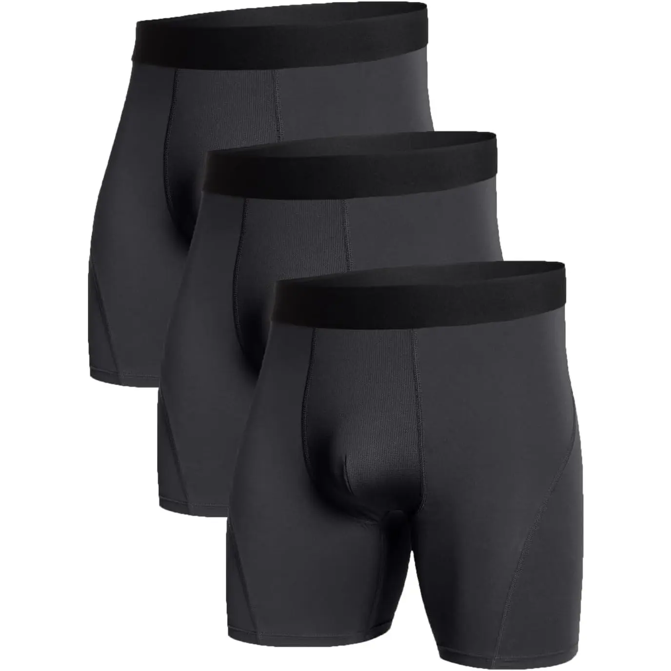 NORTHYARD Menswear Men's Compression Athletic Underwear 3-Pack - Breathable Polyester Undershorts, 4-Way Stretch High-Performance Boxer Briefs for Workout, Office, Sportswear, Mesh, Elastic, Fabric, Stretchy