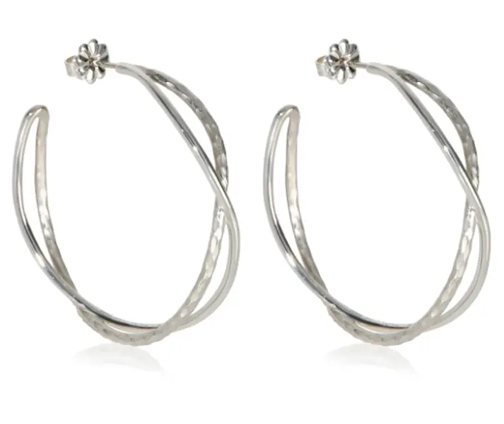 Pre-owned Tiffany & Co Sterling Silver Paloma Picasso Crossover Hoop Earrings