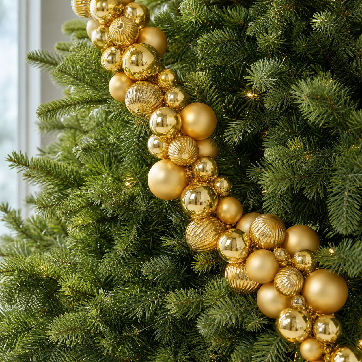 5.9 FT Light Gold Shiny & Matte Shatterproof Ball Garland