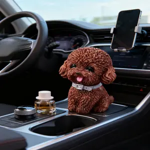 Creative desktop car mini ornaments, birthday cake dog, Teddy, Border Collie, Golden Retriever car decorations