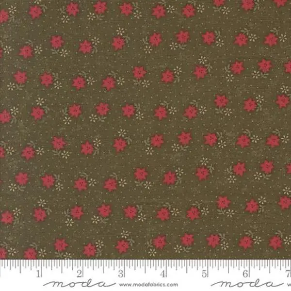 Fabric Moda Green Christmas Cactus Florals A Vintage Christmas by the Quarter Yard 9782-15
