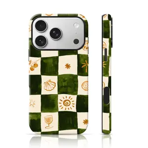 Vintage Checker Design Fashion Phone Case Double-Layer TPU Shockproof for iPhone 17 Pro Max/16 Pro Max /15Pro Max 15/14/13/12 & Samsung S26 /S25Ultra Unique Phone Case