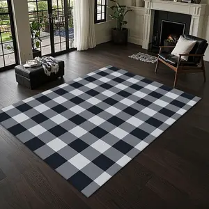 Plaid Pattern Floor Mat, 1 Count Non-slip Soft Floor Carpet, Decorative Area Rug for Home Living Room Bedroom, Home Decor, Checkered Rug