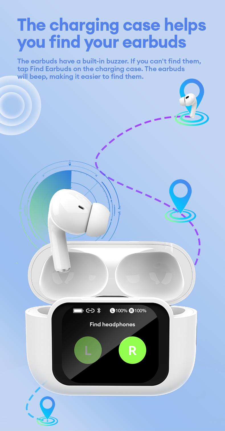 MGALL Y49 Multifunctional Wireless Headphones with Bluetooth 6.0, Colorful LCD Smart Touch Screen, Personalized Screensaver, Hi-Fi Sound, IPX5 Waterproof, Ideal for Office, Study, Sport & Calls