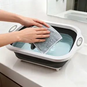 Large Foldable Basin, Portable Thick Plastic Dual Color Design, Home Use, Foot Soaker Tub, Suitable for Face Washing, Vegetables, Laundry, Foot Soaking