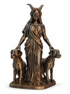 Goddess Hekate with Hounds Statue 3D Printed Bronze-Gold Mythology Collectible