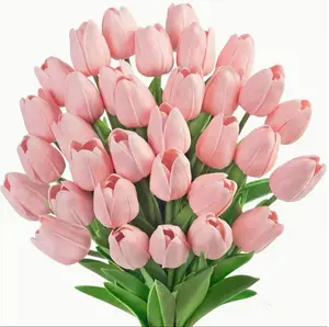 10pcs Soft Pink Fake Tulips | Long-Lasting Floral Decor for Table Settings & Photo Props