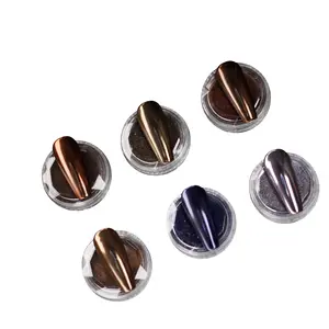 Six Colors Chrome Nail Powder Kit for Nail Pigment Powder and Chrome Nails Holographic Ice Metallic Mirror Effect Gold Chrome Nail Powder Set