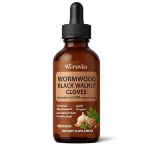 Wormwood Black Walnut Cloves Dietary Drops Supplement - 6600mg Extra-Strength Herbal Cleanse with Wormwood, Black Walnut Hulls, Clove Buds, Garlic - Supports Digestive Health, Gut Cleanse