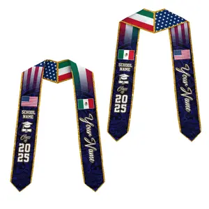 [HOT 2026] Personalized Mexican American Graduation Sash Class of 2026 Latino Graduation Stole