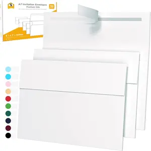 5x7 Envelopes for Invitations - 110 White Envelopes for 5x7 Cards - A7 - (5  1/4  x 7  1/4  inches) -  for Weddings, Graduation,  Shower - 120 GSM - Peel, Press & Self Seal - Square Flap