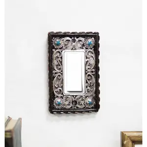 Set of 2 Western Turquoise Stars Lace Scroll Wall Single Rocker Switch Plates