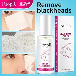 RtopR Mango Blackhead Remover Mask 10ml+50pcs DeepCleans Pores Skincare Peeling Off Nose Mask Facial mask ShrinkPores Serum Brush Comfort Clear Tightening