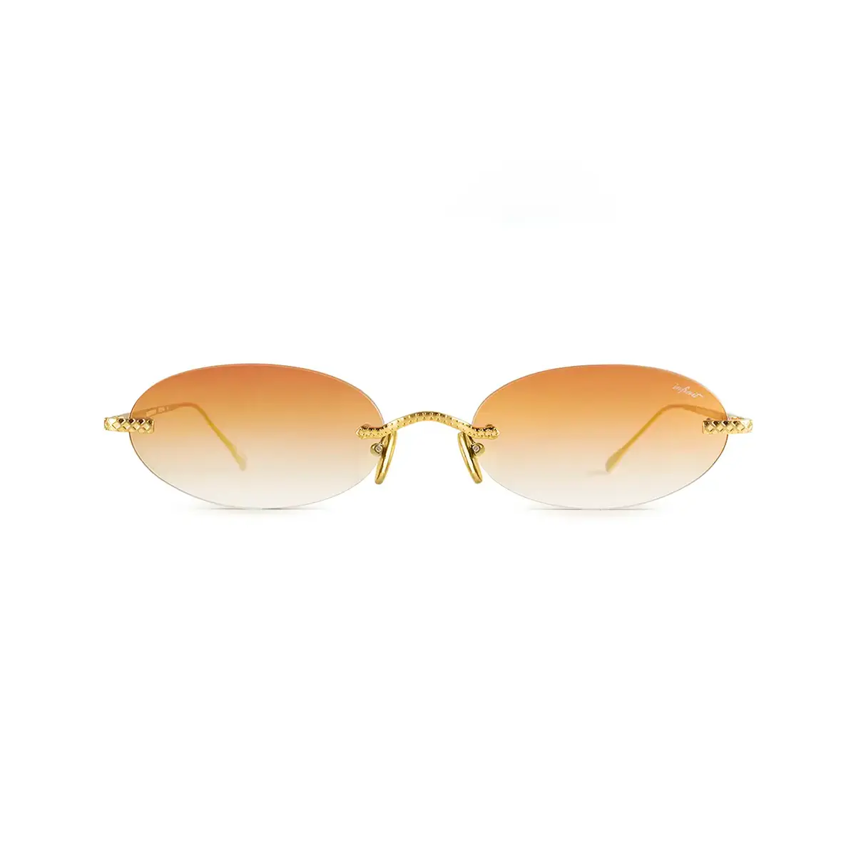 Infinit Quo Gold Org Gradient Round Sunglasses, Orange