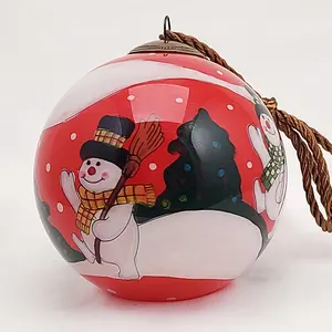 Handmade Inside-Painted Glass Ornament with Premium Gift Box | Striking Art Piece - Red Snowman Sweep | Ideal for Housewarmings & Art Collectors by LiBien Keepsake 2025 Ornament for Christmas Tree for Holiday, Halloween, Thanksgiving, Christmas