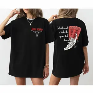 K0e Wetzei High Road Both Sided Tee, Ticket To Your Shit Show, Country Music Shirt, Summer Music Festival Tee, High R0ad Graphic Tee, Unisex Short Sleeve Tee Shirt Top Womenswear Streetwear Comfort Round Neck Casual Underwear Lady