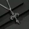 Men's Fashion Hip Hop Vintage Cross Pendant Necklace, Cuban Link Chain Necklace, Street Style Urban Edge Trendy Jewelry, Gothic Cross Design, Unique Fashion Accessory, Cross Necklaces