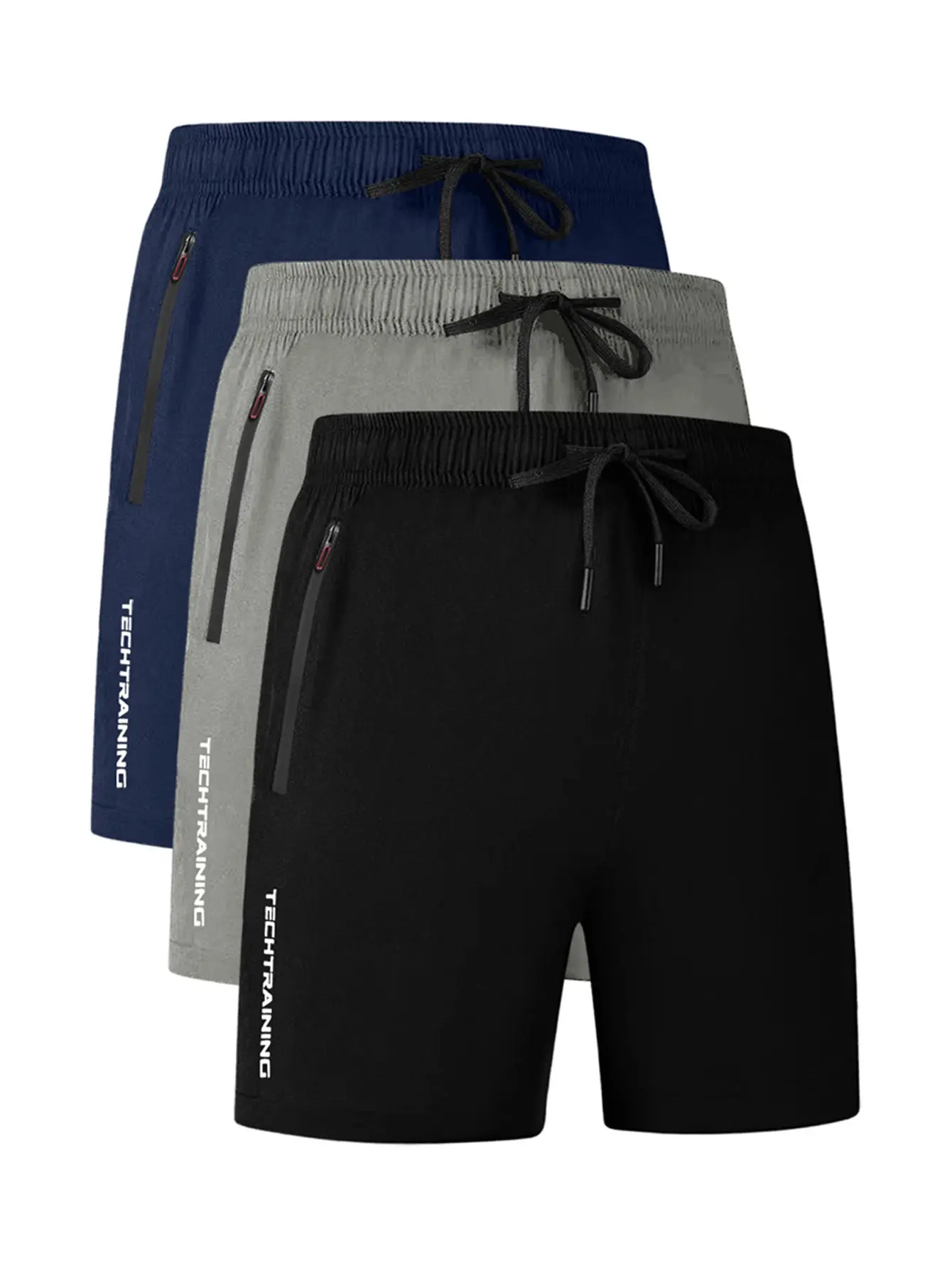 3pcs men's casual pants drawstring sports printed beach shorts 3 packs of stretch shorts  Menswear Polyester Tropical Fabric