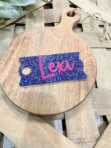 Blue and Pink Glitter Acrylic Nameplate