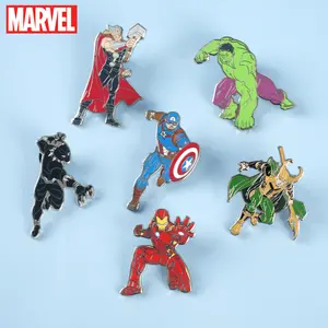 1/6PCS Marvel Officially Licensed Avengers Metal Pins Iron Man Captain America Hulk Thor Loki Black Panther Character Collection Coat Bag Personality Decorative Badges Birthday Gifts For Friends And Marvel Fans