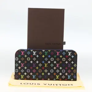Pre-owned Louis Vuitton FINAL SALE Small Leather Goods X Takashi Murakami Monogram Multicolor Noir Insolite Wallet