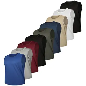 9-Pack Men'S Breathable Crew Neck Tank Tops - 100% Polyester, Quick-Dry Moisture-Wicking, Elastic Sports Vests for Basketball, Running, Gym, Casual Wear Lightweight, Soft, Knit Fabric, 130gsm Universal Fit All Seasons