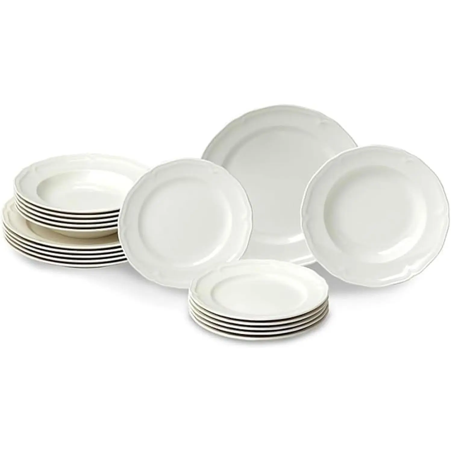 Manoir 18-Piece Dinnerware Set, Plates & Bowls, Premium Porcelain, Made ...