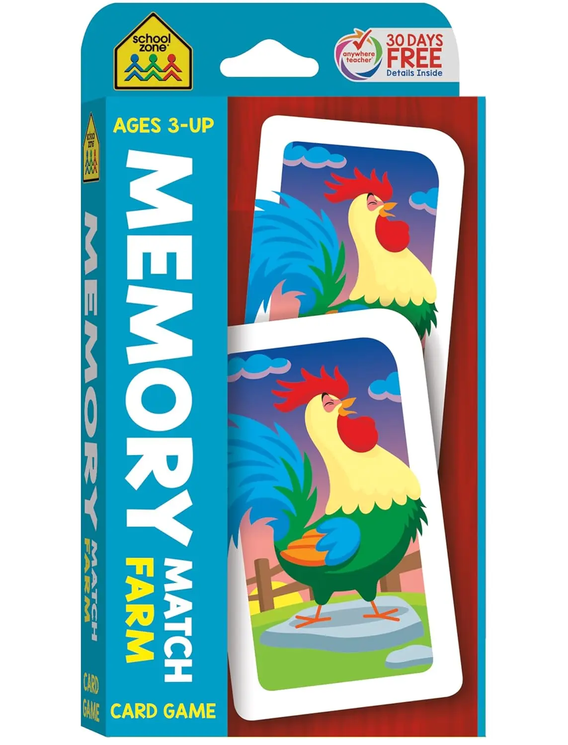 School Zone Farm Memory Match Educational Flash Cards - 56 Cards, Preschool-Kindergarten Learning Toy, Animal-Themed, Early Reading, Counting, Vocabulary Building, Ages 3+