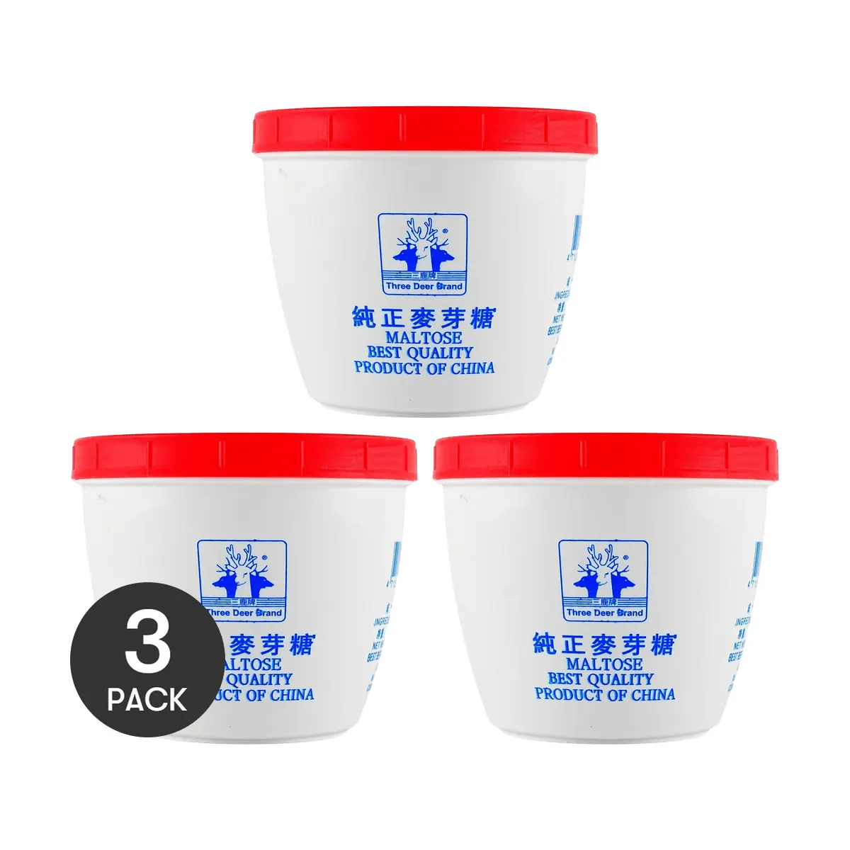 Three Deer Brand 3-Pack Authentic Thai Maltose Syrup 500g Each - Premium Ingredient for Baking, Desserts, Candy Making, and Savory Dishes - Chinese Made