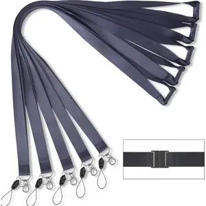 Lanyards Safety Breakaway Black for ID Badges Holder Keys Women Men Cruise Neck Office Card Holder Waterproof 5 Pack