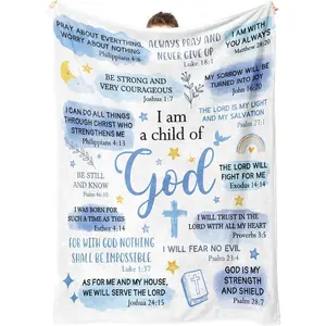 I Am a Child of God Bible Verse Flannel Blanket,Christian Gifts for Men Birthday,Perfect Baptism Confirmation Faith-Based Gift For Christian Women & Teens,Inspirational Confirmation & First Communion Gifts for Boys