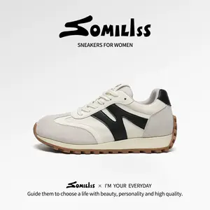 SOMILISS Women's Wide Width Sneakers Comfortable & Breathable Suede Upper Shoes Non-Slip Flexible Sole for Walking, Tennis, All-Day Wear