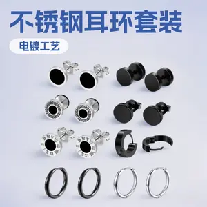 3 Pcs Six Spike Clicker Hoop Earrings Set, 316L Stainless Steel Gold Black Silver Spike Cartilage Earrings, Gothic Punk Septum Nose Rings for Men Women