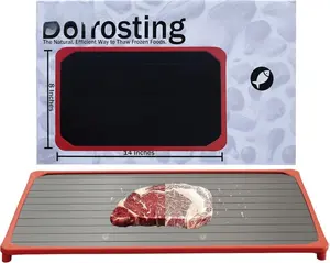 Quick Defrosting Tray for Frozen Meat-Large Size Defrost Trays for Rapid Thawing-Aluminum Meat Thawing Tray for Frozen Meat-Non Stick Defrost Plate