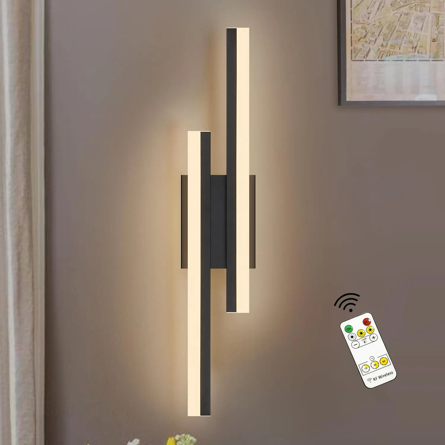 Rechargeable Battery Wall Light, /gold Modern Remote Control Adjustable 3 Color LED, Living Room Vanity Bedside Bathroom Dining Hall Indoor Wall Light LED Ambient Lighting, Interior Lights