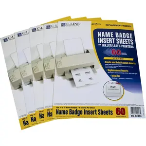 Replacement Inkjet/Laser Printer White Badge Inserts, 3 x 4 Inches, 300 Inserts Total (92443-5)