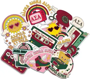 BBGreek Alpha Sigma Alpha Sorority - Decal Stickers - 10 PVC Waterproof Decals for Tumbler and Laptop - Cassette - Official Vendor