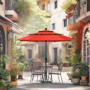 SummerVibes Phivilla 10 ft Outdoor Umbrella with 1.5" Umbrella Pole (No Base), 8 Sturdy Ribs, Triple Vented Top, 100% Polyester Fabric, Auto-Tilt Design, Patio Lounge