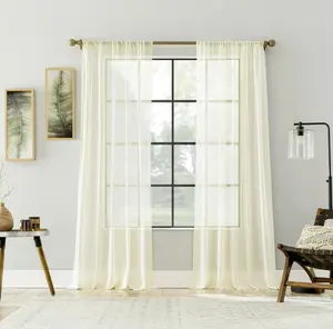 100% Cotton Sheer Curtain, 50x63, Cream