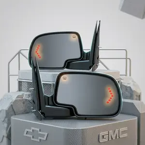 For 2003-2007 Chevy Silverado GMC Sierra Side View Mirrors, Power Heated with Turn Signal Light, Left + Right Pair, Manual Folding Door Mirrors