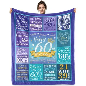 60th Birthday Gifts for Women Throw Blanket for 60 Year Old Woman Soft Cozy 1965 Birthday Gift Idea for Mom Grandma Friend 60th Birthday Decorations(50x60 Inch)