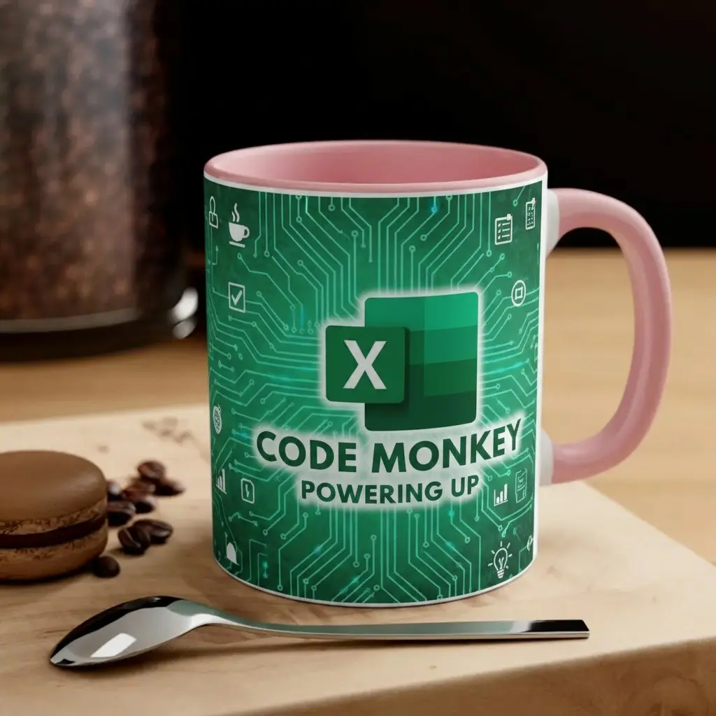 Code Monkey Powering Up Excel Circuit Mug (11 OZ) - Sarcastic Tech-Themed Green Coffee Cup for Programmers, Data Analysts & Office Geek Culture Lovers - Hilarious Gift for Coworkers, Best Friends & Workplace Humor Enthusiasts
