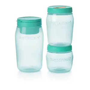 Three piece Universal Jar set Tupperware included one straw