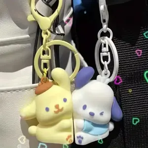 Cute Ballon Biscuit Hug Couple Keychain, Cat & My Melody Pendant, Couples Bag Car Hanging Decoration, Adorable Accessory