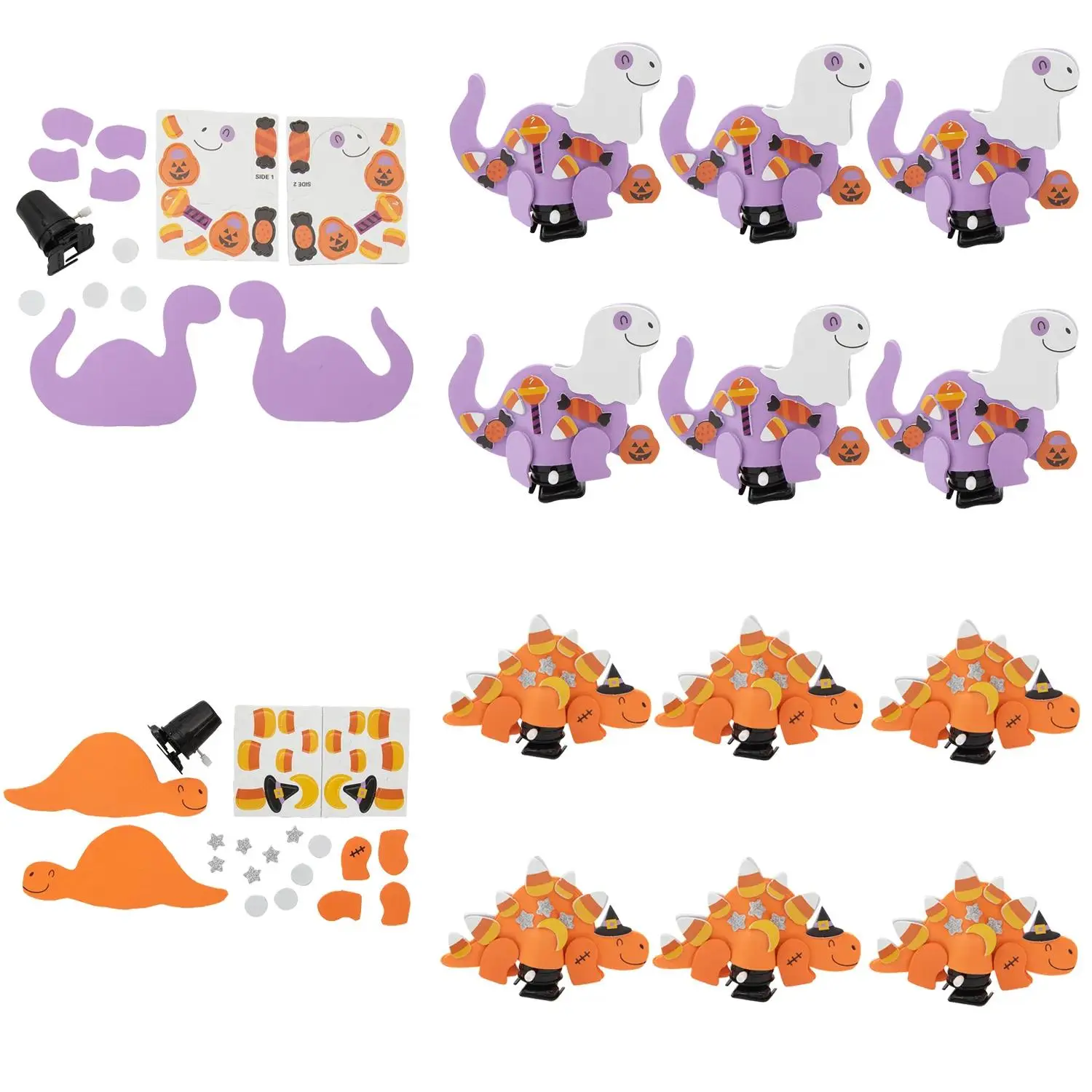 Halloween Wind-Up Trick-or-Treat Dinosaur Foam Craft Kit - 3 1/2" – 4 1/4", Makes 12