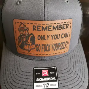 smokey the bear. laser engraving leather patch